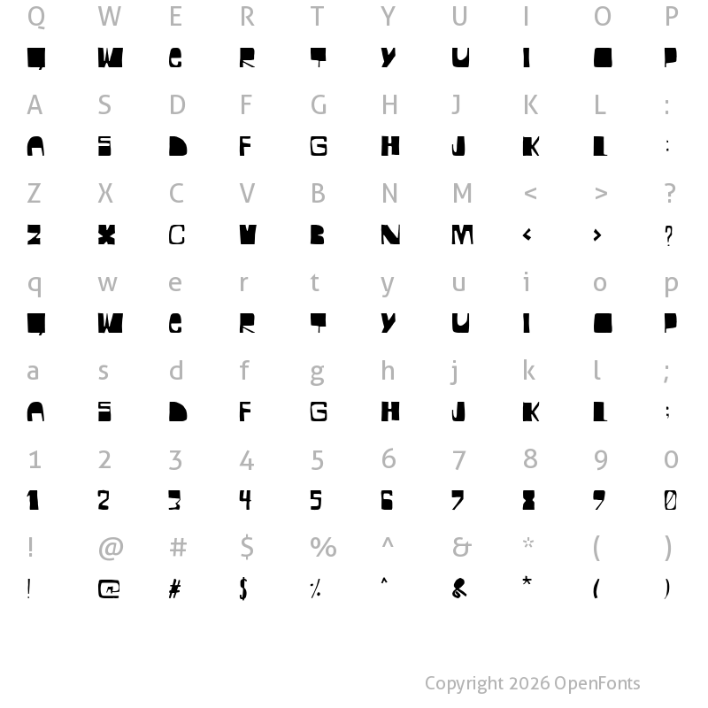 Character Map of BOCADILLO DE MORTADELA Regular