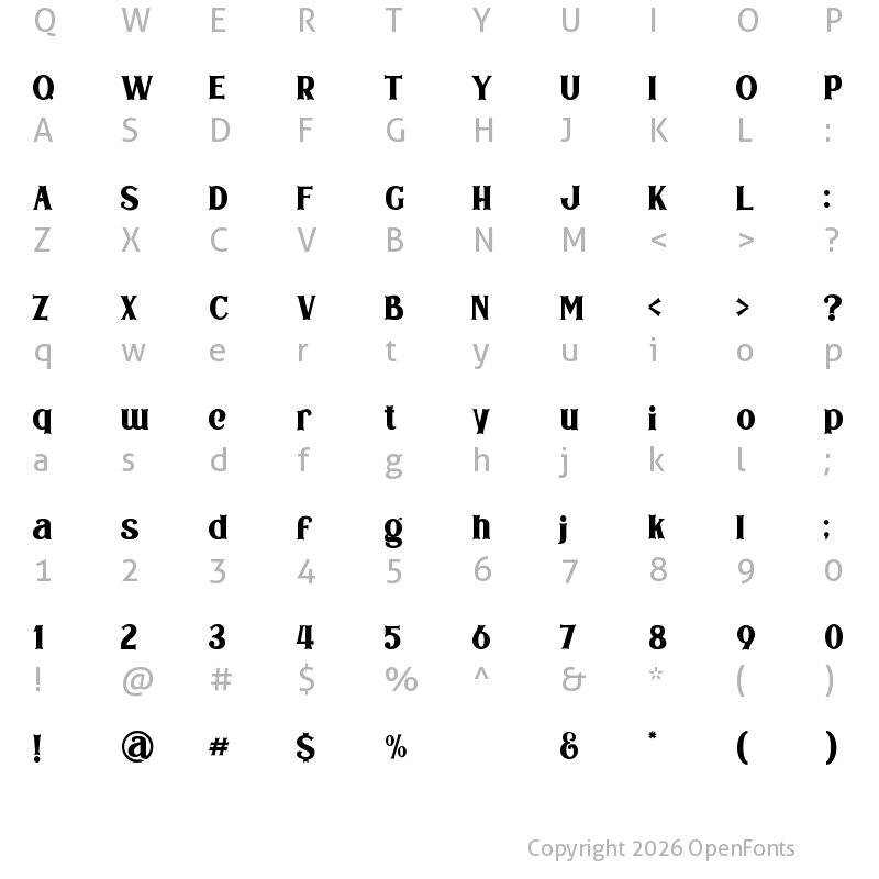Character Map of Bodbug Regular