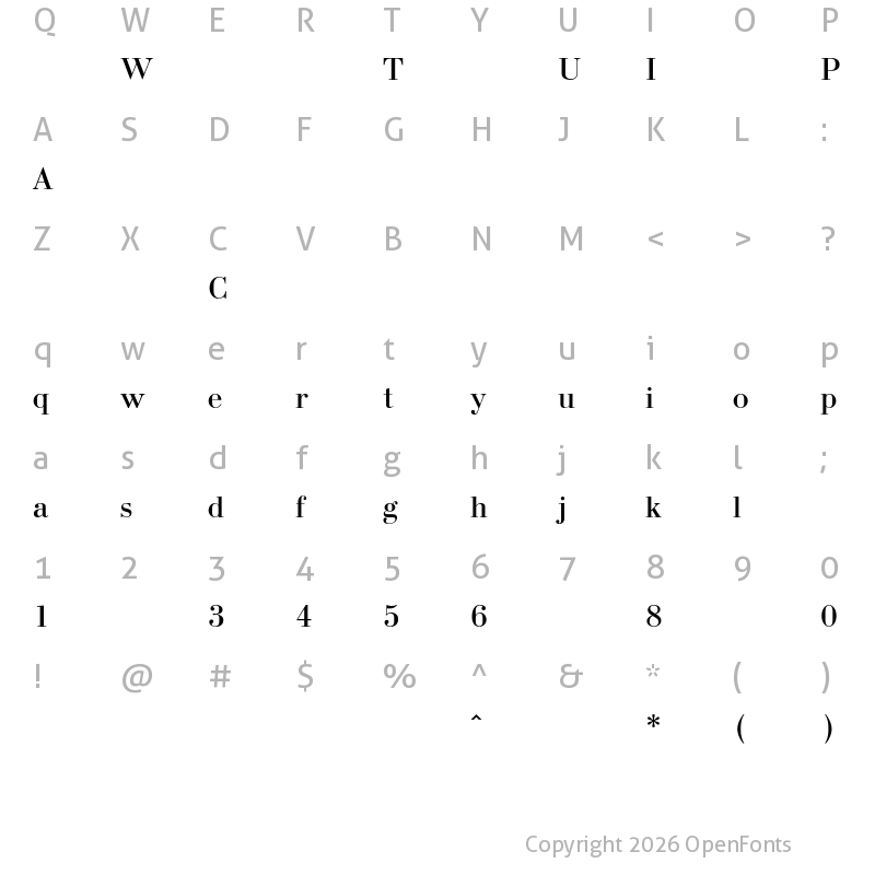 Character Map of Bodoni-Regular ?