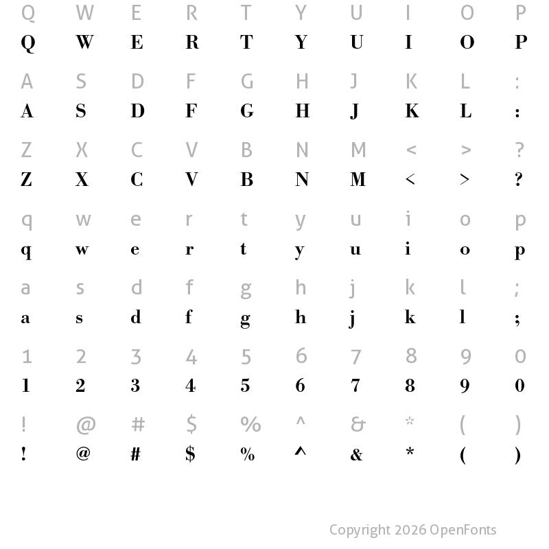 Character Map of Bodoni URW Medium