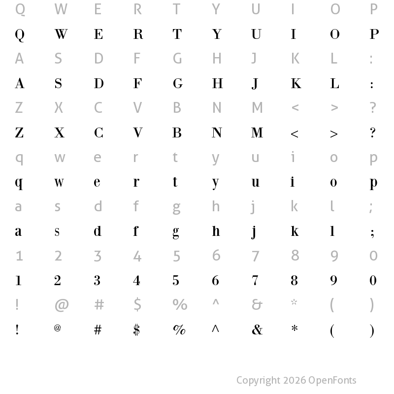 Character Map of BodoniXT Regular