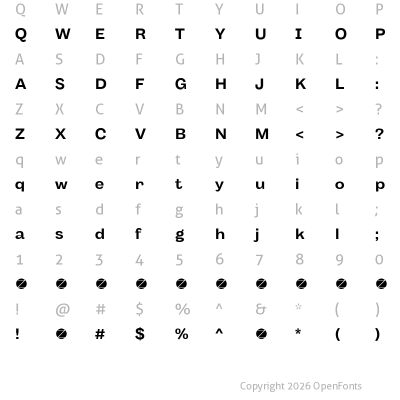 Character Map of Body Grotesque Fit Trial Bold