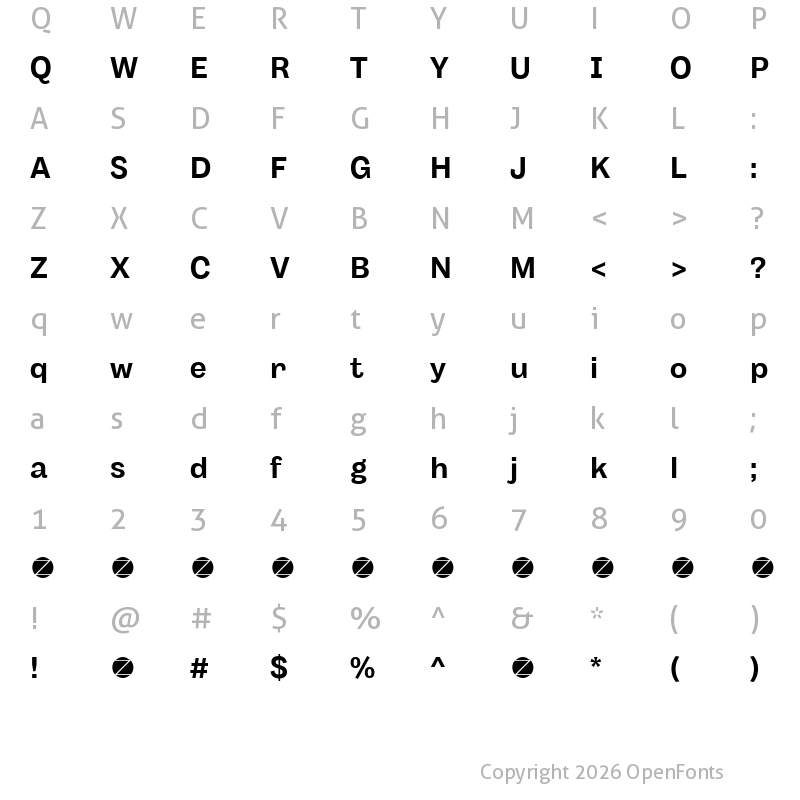 Character Map of Body Grotesque Trial Bold