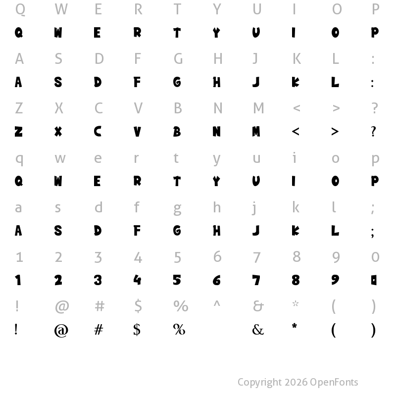 Character Map of Boebloe Bold