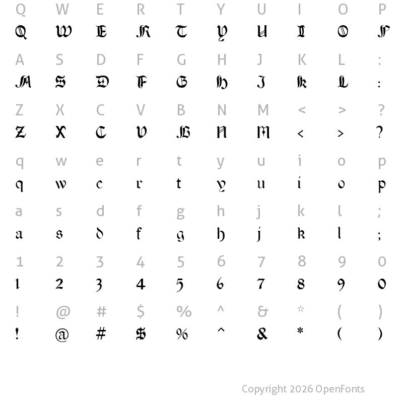 Character Map of BoereTudor Regular