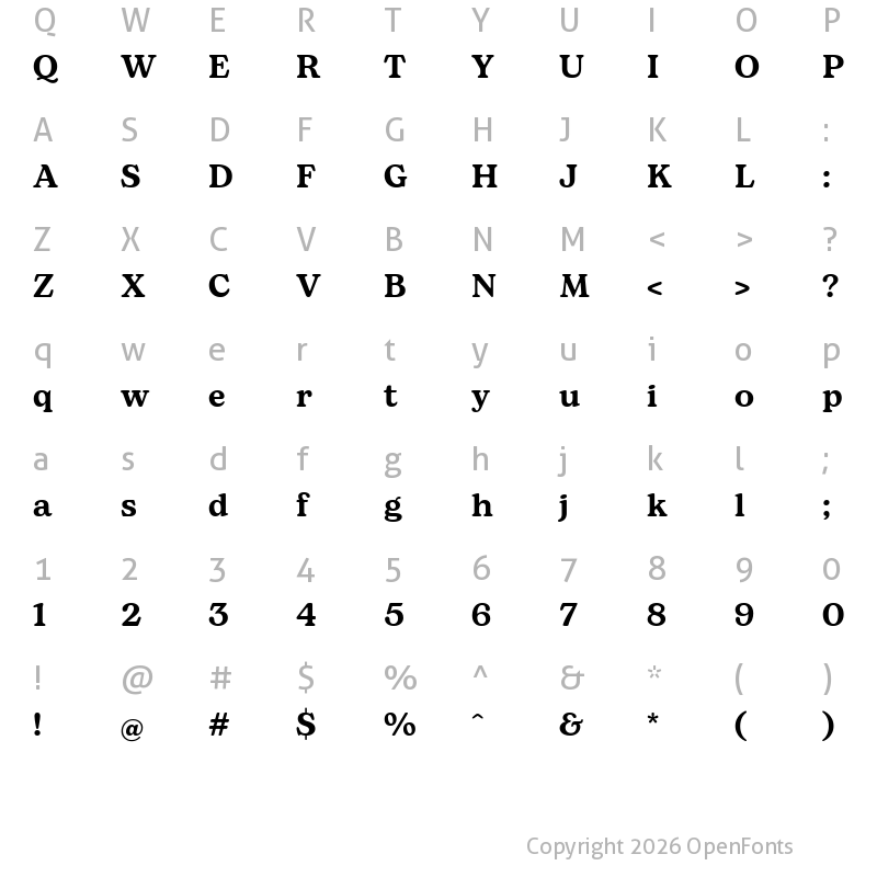 Character Map of Bogart Alt Semibold