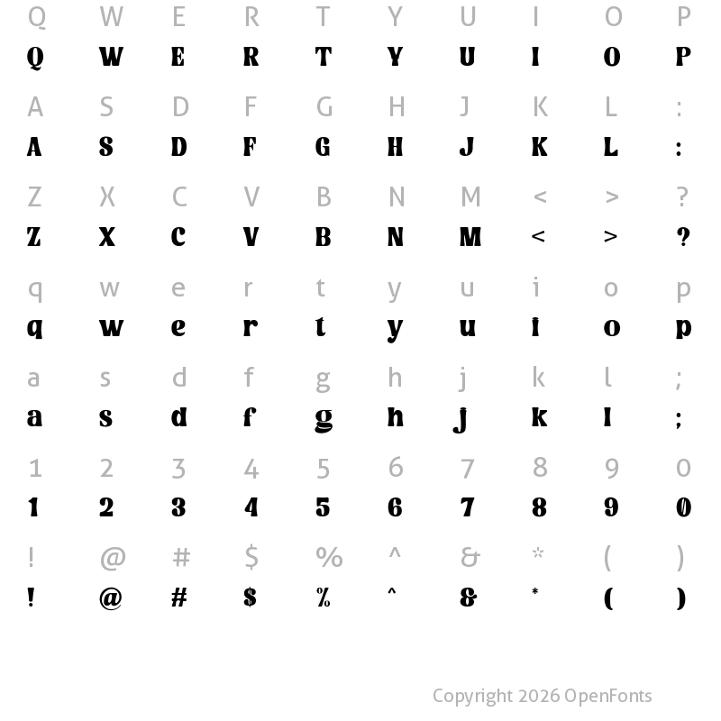 Character Map of Bogista Regular