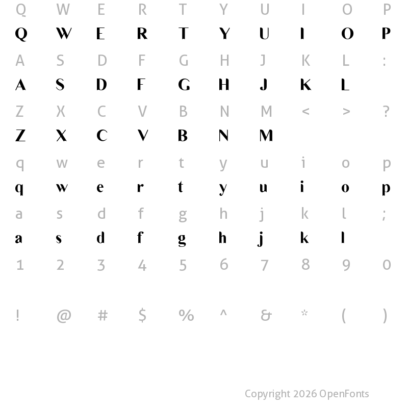 Character Map of Bogota FREE Regular