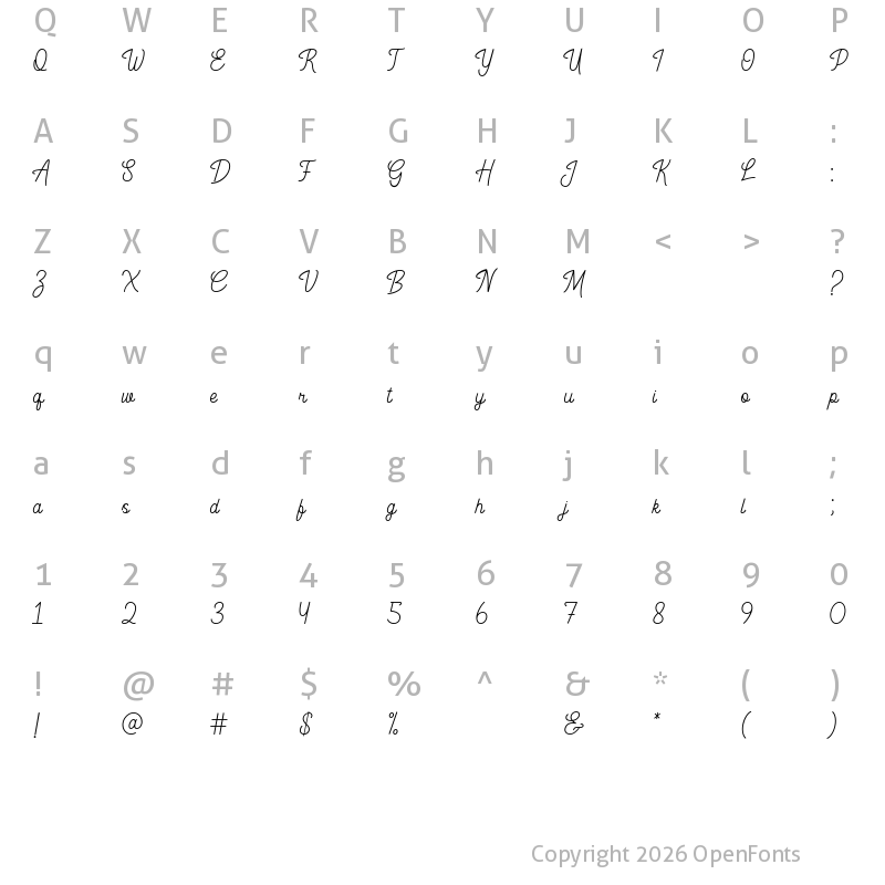 Character Map of Bohemind Script