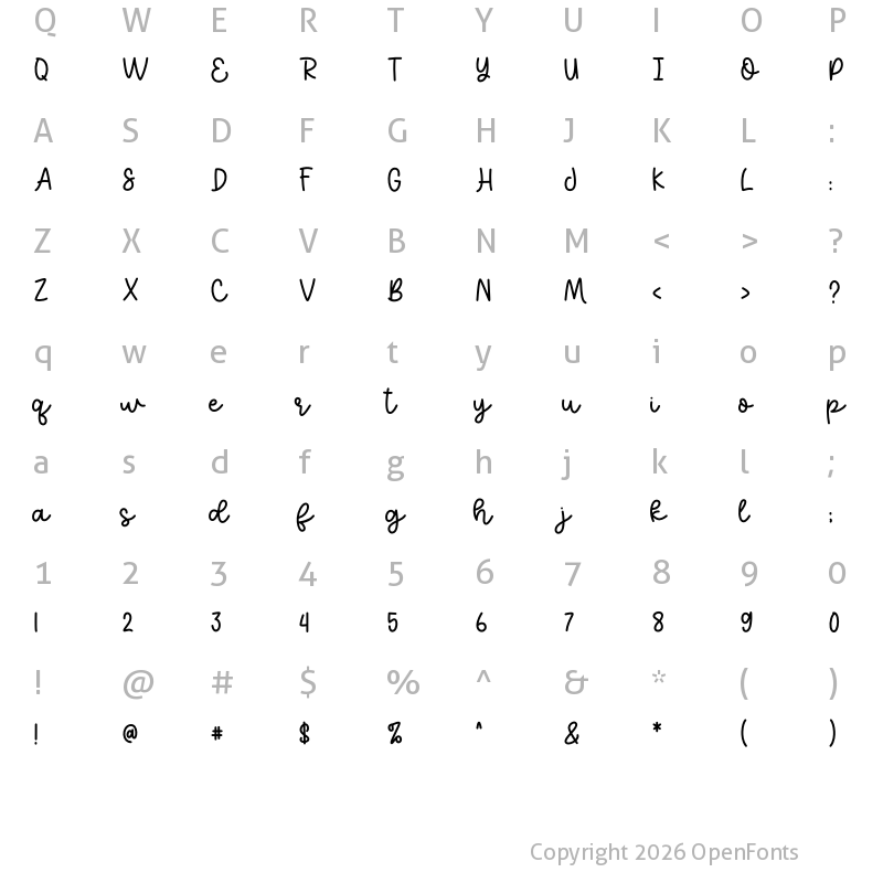 Character Map of Boho Sunshine 1 Regular