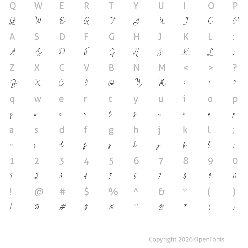 Character Map of BohoScriptLineW05-BoldIt Regular