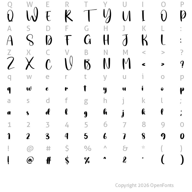 Character Map of Bold Style Regular