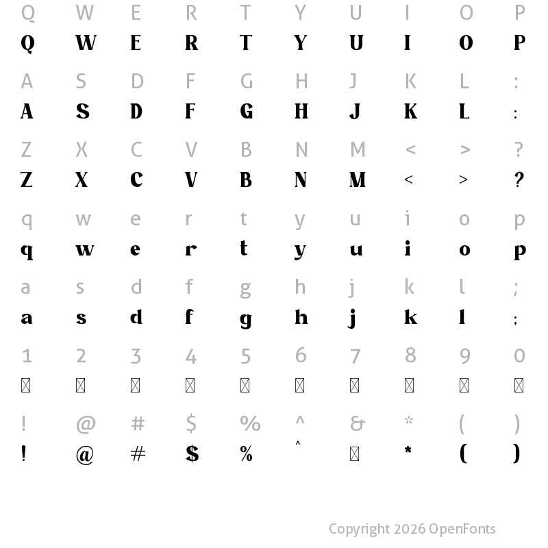 Character Map of Boldies Regular