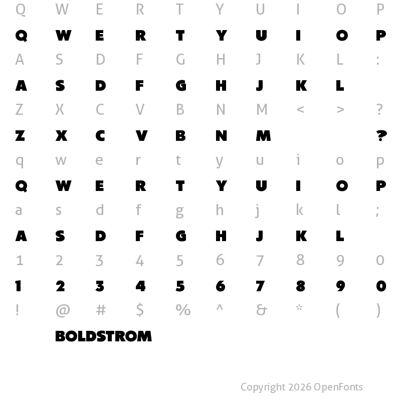 Character Map of Boldstrom Regular