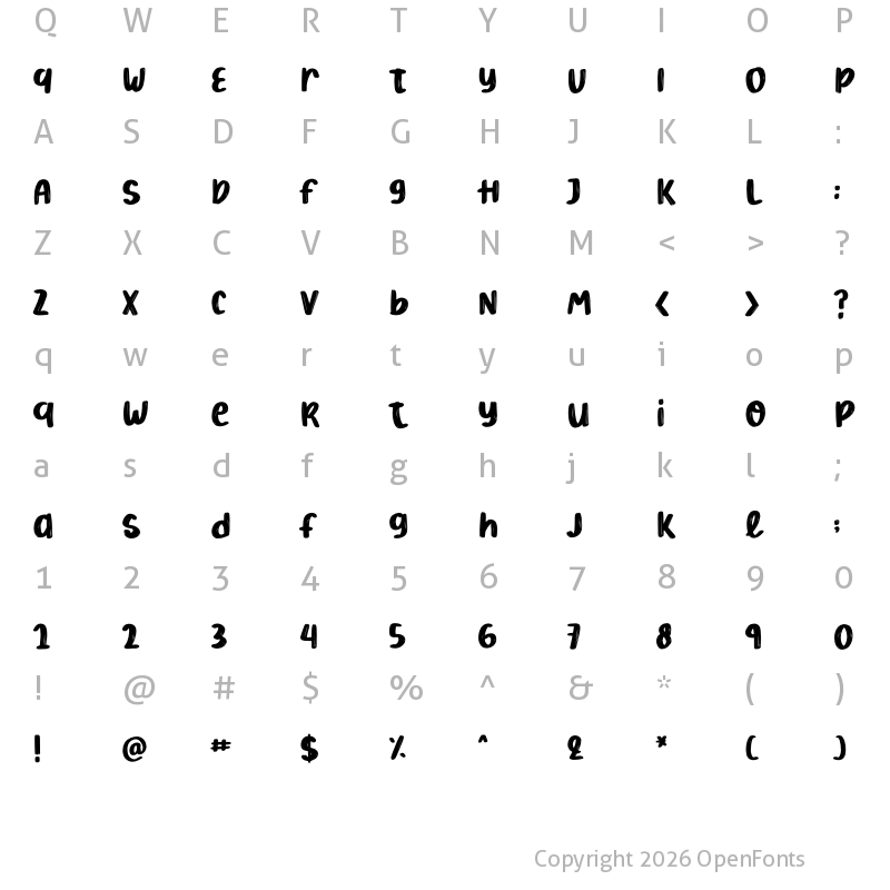 Character Map of Boldy Boho Regular