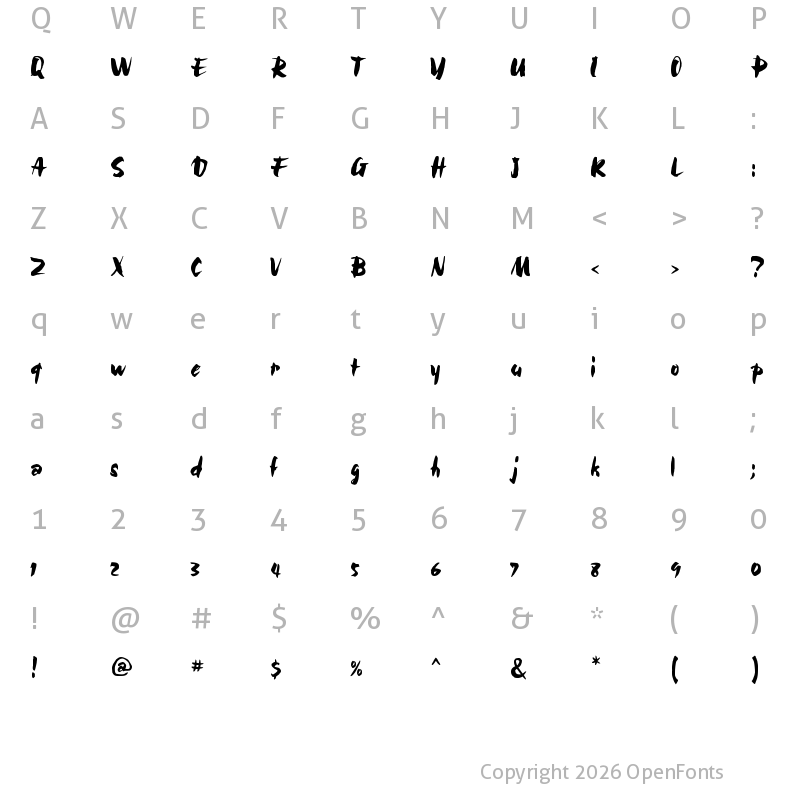 Character Map of Bolide Regular