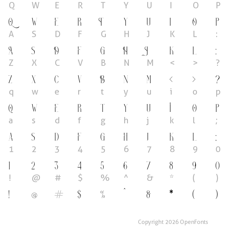 Character Map of Bolinger Regular