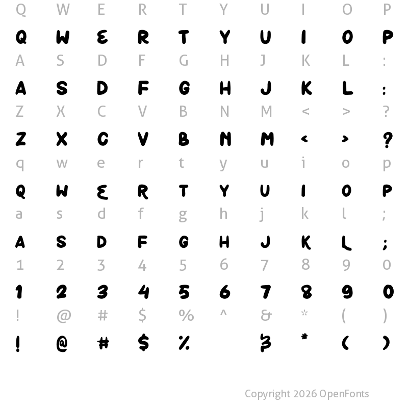 Character Map of Bolobolo Regular