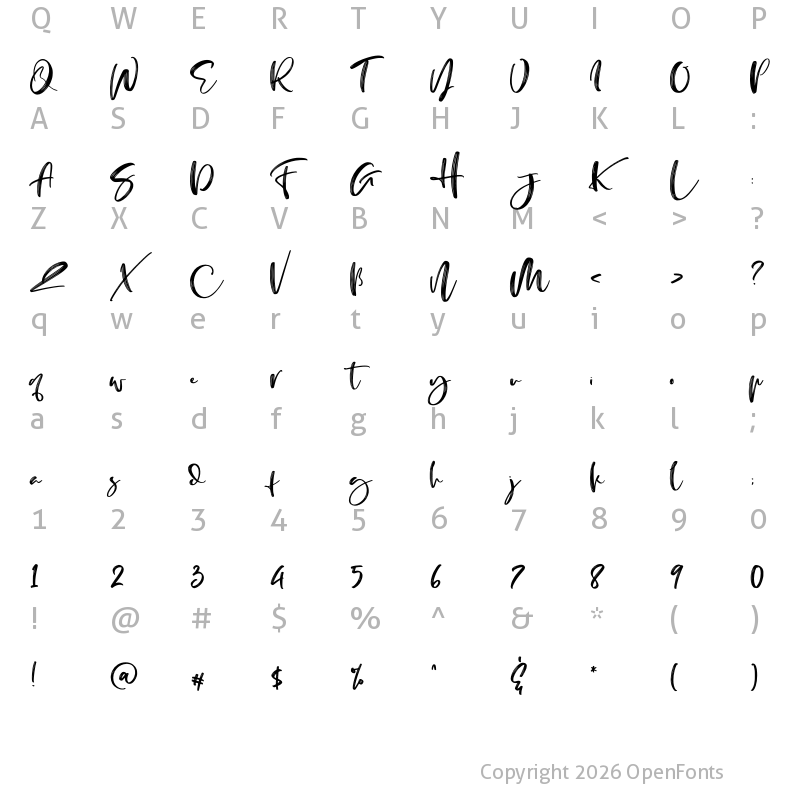 Character Map of Bologna Script Regular