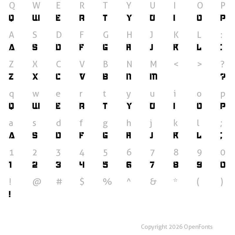 Character Map of Bombardment Regular