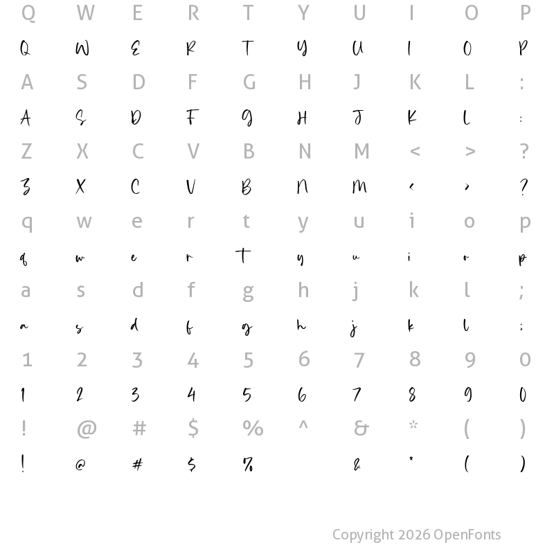 Character Map of Bomdia Regular