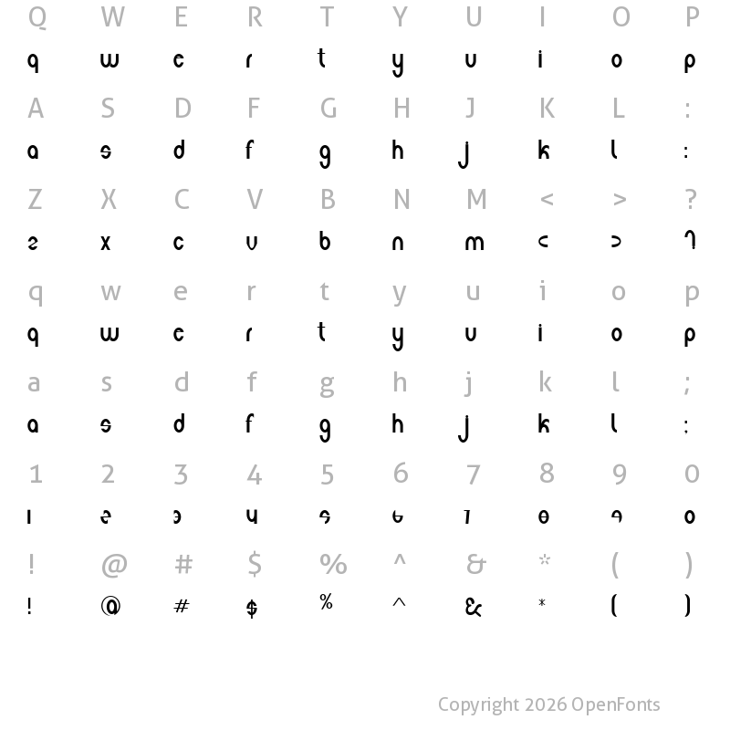 Character Map of bonamcy Regular