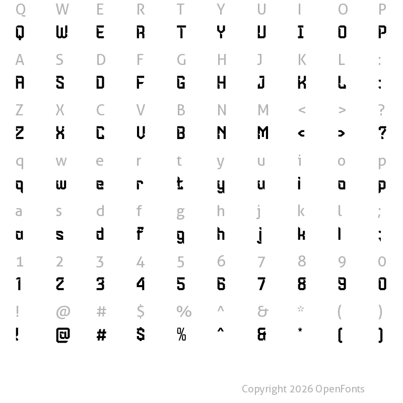 Character Map of Bondari Regular