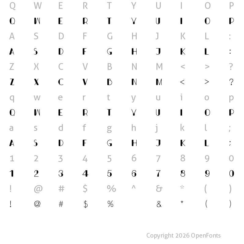 Character Map of Bondi Regular