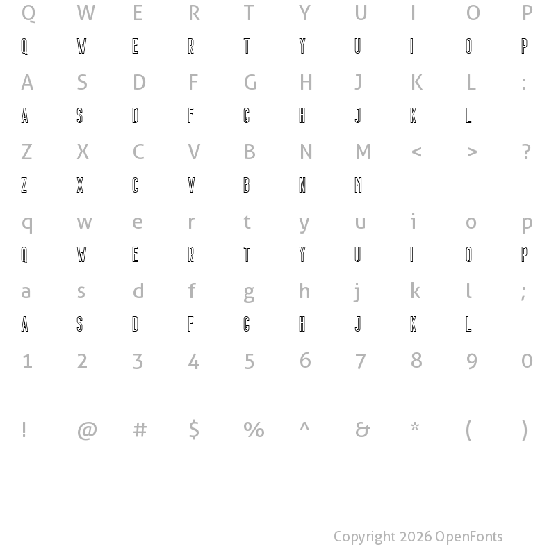 Character Map of Bondie Outline