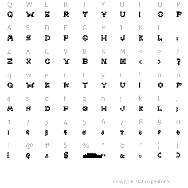 Character Map of Bonecracker college Regular