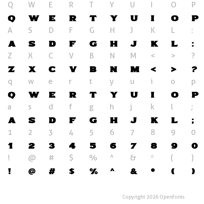 Character Map of Bonega Black