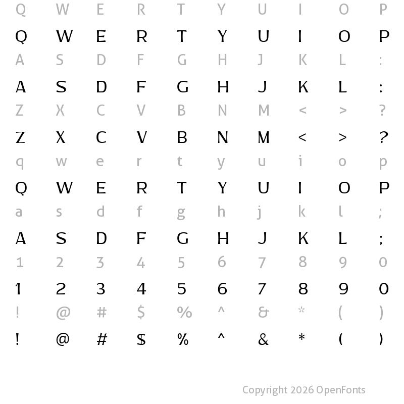 Character Map of Bonega Light