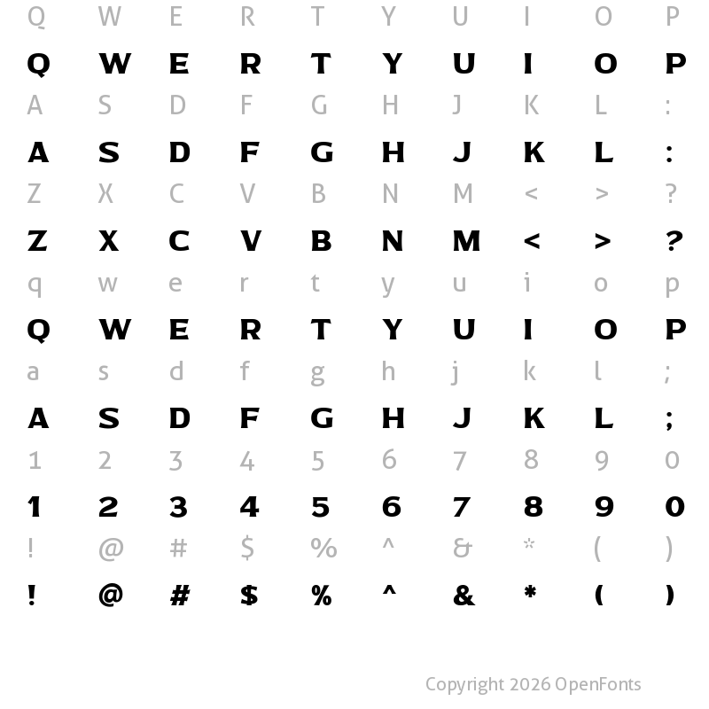 Character Map of Bonega Regular