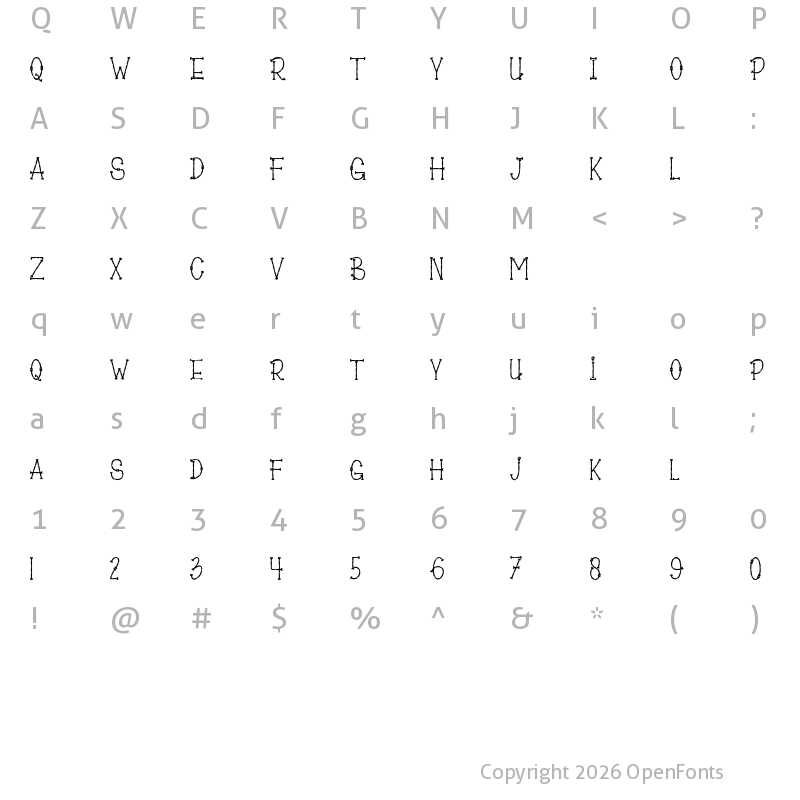 Character Map of Bones of Muertos Regular