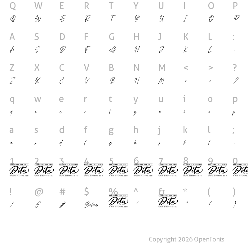 Character Map of Bonfires Regular