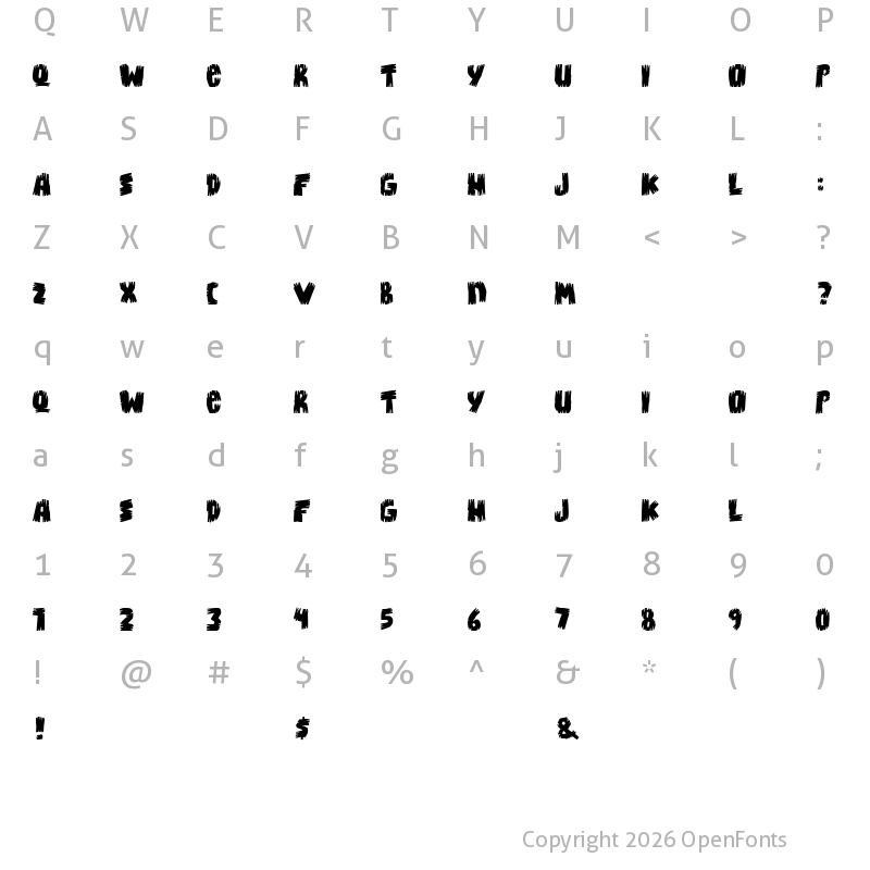 Character Map of Bongus Regular