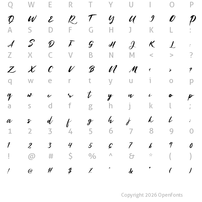 Character Map of Bonjour Regular