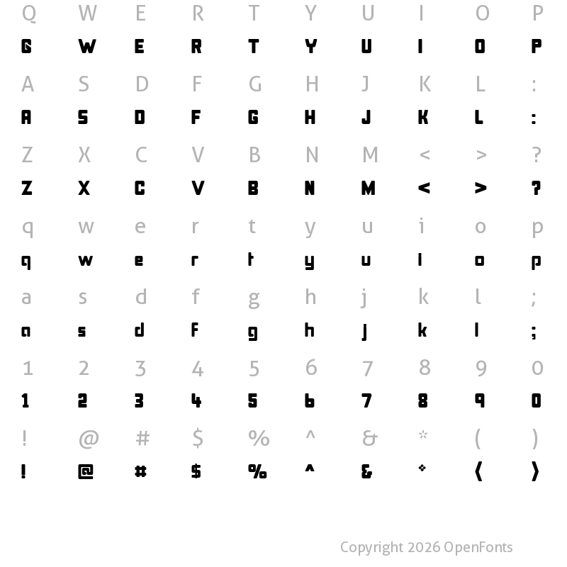 Character Map of Bonk Regular