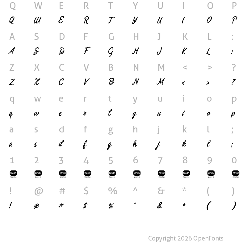 Character Map of Bontex Regular
