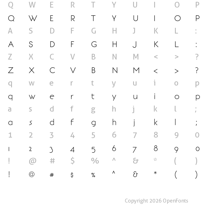 Character Map of BonvenoCF Light