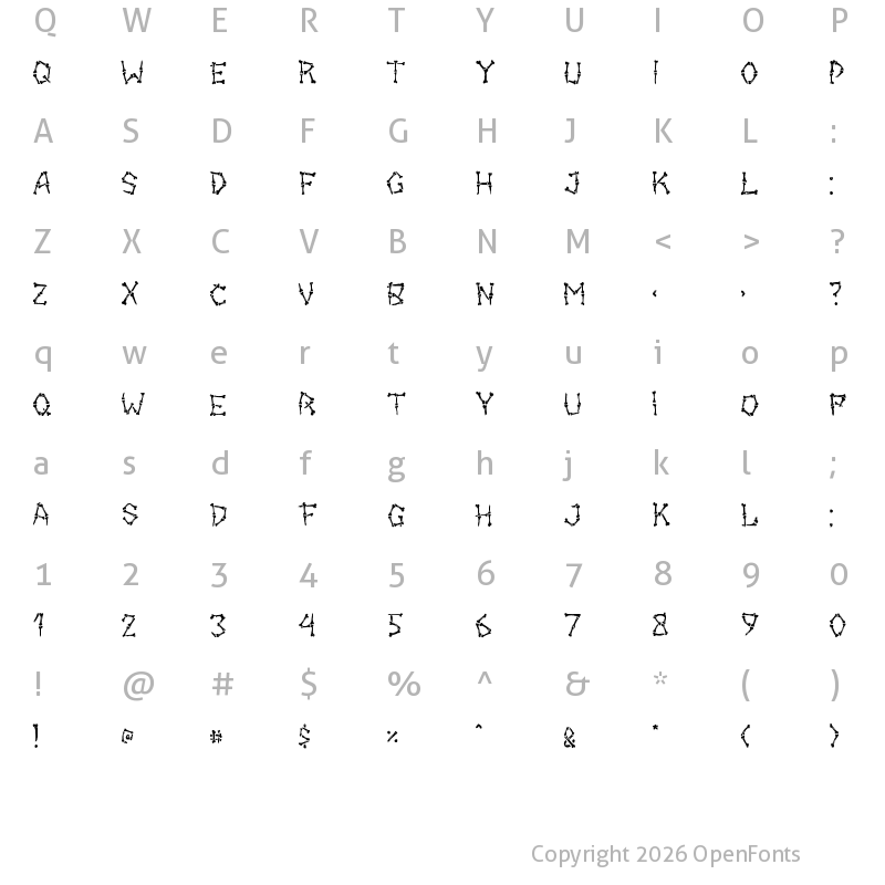 Character Map of Bony Regular