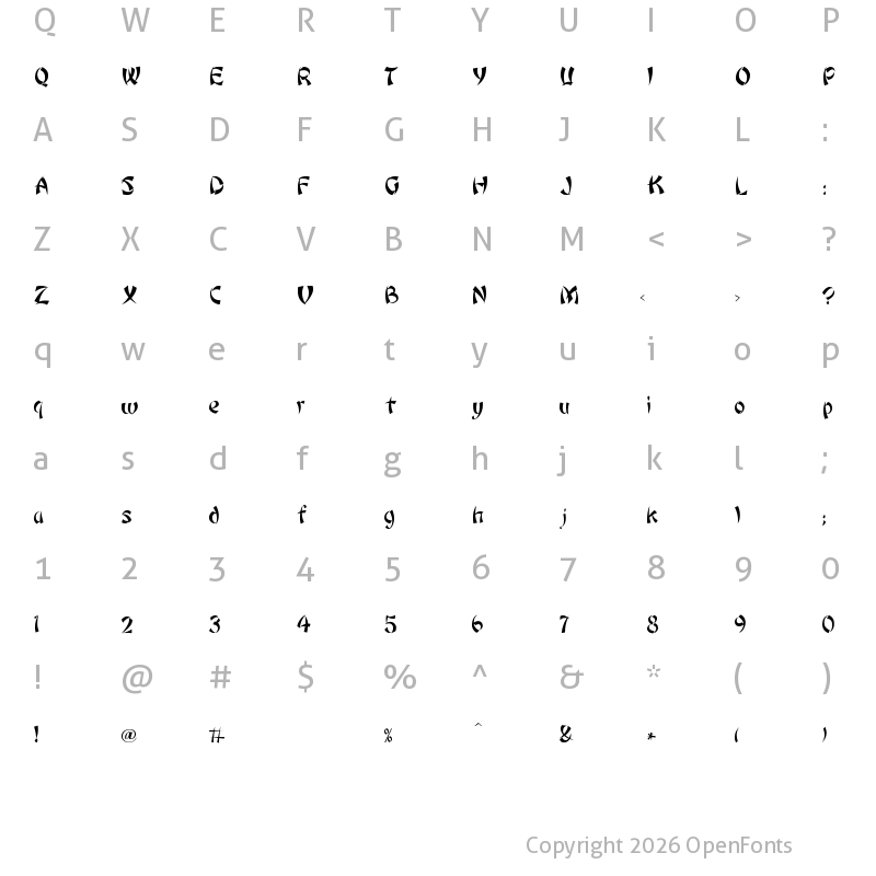Character Map of Bonzai Regular