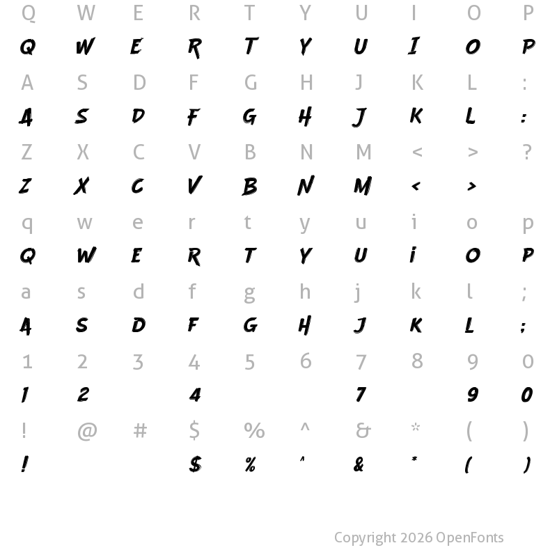 Character Map of Booked Regular
