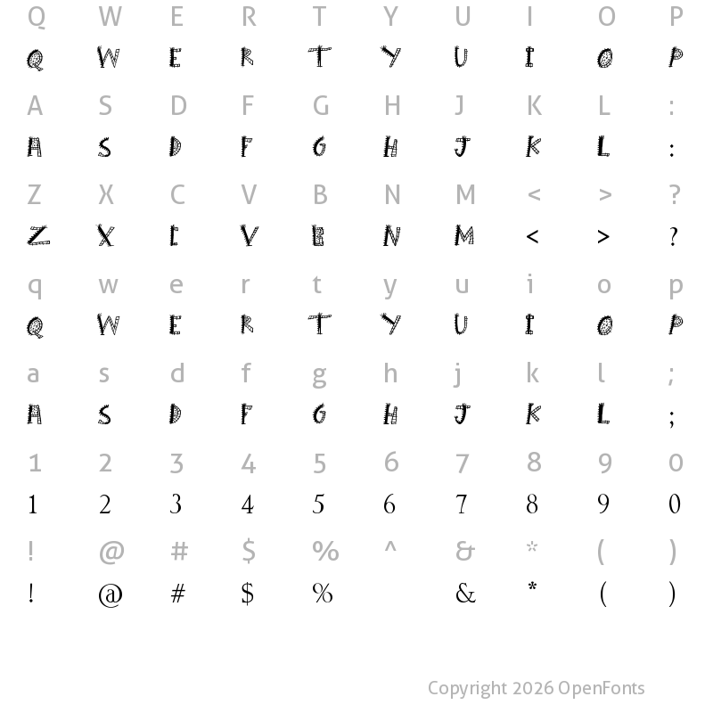 Character Map of Boom Shanker Regular