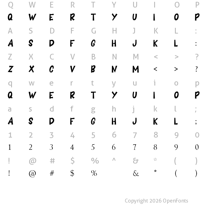 Character Map of BOOMING Regular