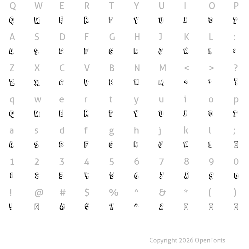 Character Map of BOOMSTER Graffiti