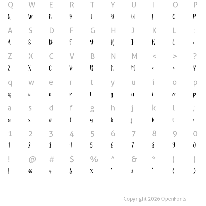 Character Map of Booster Regular
