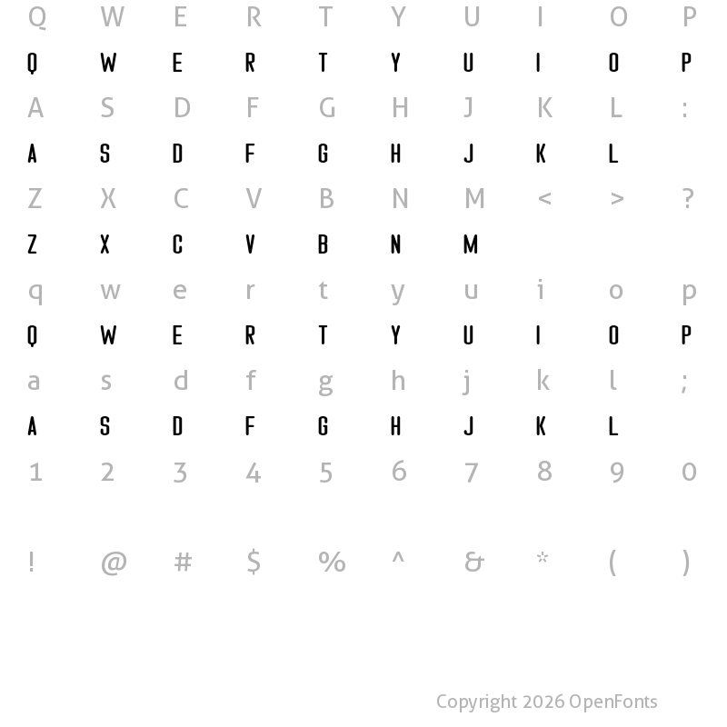 Character Map of Boosthink Regular