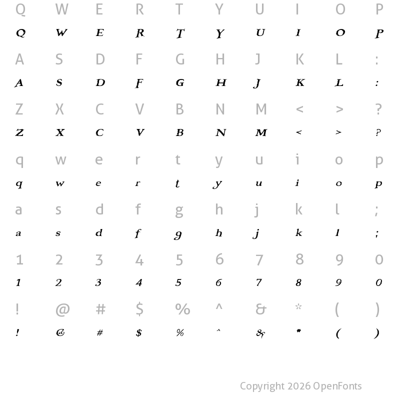 Character Map of Booter - Five Five Regular