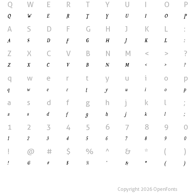 Character Map of Booter - Zero Five Regular